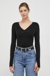 Calvin Klein gyapjú pulóver könnyű, női, fekete - fekete L