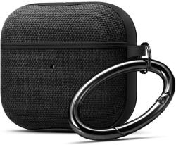 Spigen Bluetooth fülhallgató töltőtok tartó, műanyag tok, textil bevonat, vezeték nélküli töltés támogatás, karabiner, Apple AirPods 3 kompatibilis, Urban Fit, fekete (110341)