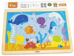 Viga Toys Puzzle din lemn cu 24 piese, Animale din ocean, Viga (50200) - dolo