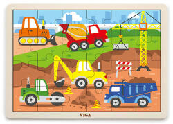 Viga Toys Puzzle Vehicule pentru constructii, 24 piese, Viga (51463) - dolo