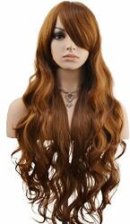 Női Barna Hosszú Hullámos Göndör Női Cosplay Paróka 80 cm