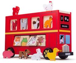 Bigjigs Toys Autobuz din lemn cu animale (DDBJ692)