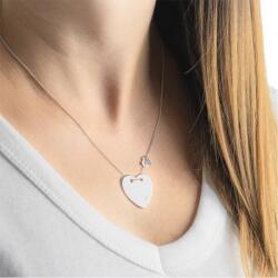 Ekszer Eshop 925 ezüst briliáns nyaklánc - két menetes szív, kerek gyémánt