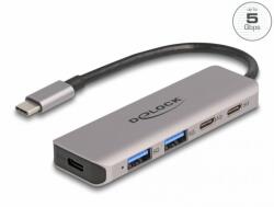 Delock HUB USB 3.2 type C la 2 x USB type C + 2 x USB-A cu alimentare, Delock 64239 (64239)
