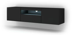 BIM Furniture TV-szekrény Matt Fekete Színben Led Világítással Aura 150 (bim_TV_STAND_AURA_150_BLACK_MAT_LED_5903769725113) - mobiliamo