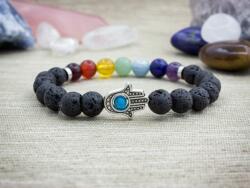 R. M. ékszer Hamsa medálos csakra ásvány karkötő (16553RM18)