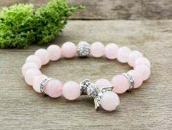 R. M. ékszer Csillogó angyal a hóban rózsakvarc ásvány karkötő (9147RM18)
