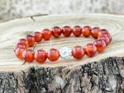R. M. ékszer Karneol ásvány karkötő kristály gömbbel (2005-RM-17)