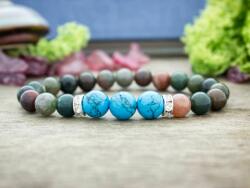 R. M. ékszer Indiai achát türkinit vegyes ásvány karkötő (11127-RM-19)