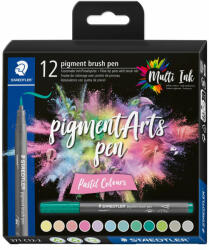 STAEDTLER Marker pensula STAEDTLER Pigment Arts Pen, Pastel Colours, 12 buc/set