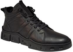 Ciucaleti Shoes Ghete barbati, din piele naturala, cu siret, Negru, VIK851N