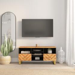 vidaXL barna és fekete tömör mangófa TV-szekrény 100x33, 5x46 cm (356801) - vidaxl