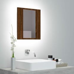 vidaXL barnatölgy színű szerelt fa tükrös szekrény LED-del 40x12x45 cm (822835) - vidaxl