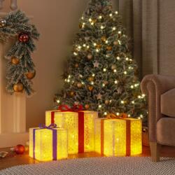 vidaXL 3 db 64 LED-es meleg fehér karácsonyi ajándékdoboz-lámpa (356244)