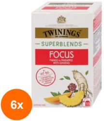TWININGS Set 6 x Ceai Twinings Superblends Focus, 18 Plicuri x 2 g