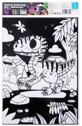 Tooky toy Tookyland: Bársonyos színezőkészlet 16 db filctollal - Dinoszaurusz, 30 x 25 cm (LT107A) - jateknet
