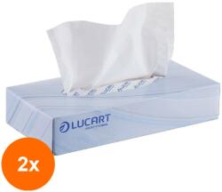 Lucart Set 2 x 100 Servetele Faciale Biodegradabile Compostabile de Hartie Albe, Cutie, 2 Straturi, Lucart (OIB-2xSER-HART-CUT-A-100)