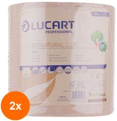 Lucart Set 2 x Prosoape de Hartie Biodegradabile Compostabile, 2 Straturi, 500 Foi, Lucart Econatural (OIB-2xPRO-HART-N-500)