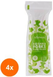 Biodeck Set 4 x Furculite de Unica Folosinta, Biodegradabile, cPLA, 17 cm, 12 Bucati (OIB-4xFUR-CPLA-ABIO-17-12)