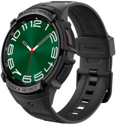 Samsung Galaxy Watch 6 Classic (47mm) SM-R960 / R965, Szilikon védőkeret, ütésálló, szíjjal, Spigen Rugged Armor Pro, fekete