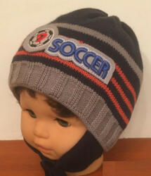  Minimanó kötött sapka pamuttal bélelve (42-44) Soccer kék - babyshopkaposvar
