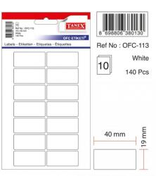 Etichete autoadezive albe, 19 x 40 mm, 140 buc/set, TANEX (TX-OFC-113-WH)