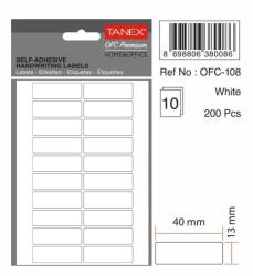 Etichete autoadezive albe, 13 x 40 mm, 300 buc/set, TANEX (TX-OFC-108-WH)