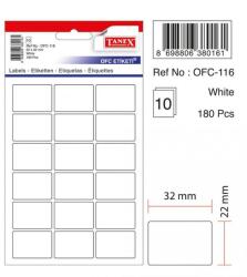  Etichete autoadezive albe, 22 x 32 mm, 180 buc/set, TANEX (TX-OFC-116-WH)