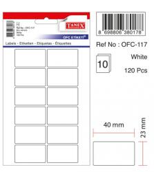  Etichete autoadezive albe, 23 x 40 mm, 120 buc/set, TANEX (TX-OFC-117-WH)
