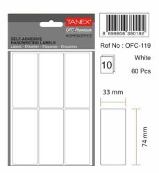  Etichete autoadezive albe, 33 x 74 mm, 180 buc/set, TANEX (TX-OFC-119-WH)