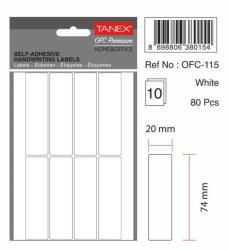  Etichete autoadezive albe, 20 x 74 mm, 180 buc/set, TANEX (TX-OFC-115-WH)