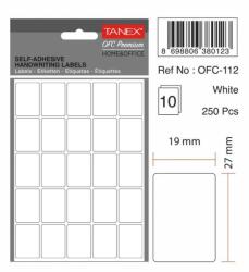  Etichete autoadezive albe, 19 x 27 mm, 320 buc/set, TANEX (TX-OFC-112-WH)