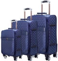 Dollcini Dollcini, Globe utazóruhás poggyász, fekete, Kek, Barna, Rózsaarany - 3db-os Bőrönd szett - Kék (357890-167D)