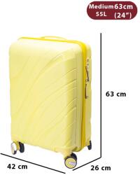 Dollcini Világjáró Bőrönd - Több Méretben és Színben - 63x26 x 42cm - Sárga (357890-162B)