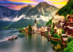Enjoy - Puzzle Orașul Hallstatt la apus, Austria - 1 000 piese Puzzle