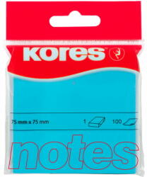 Kores Notes Adeziv 75*75mm Albastru Neon 100 File Kores