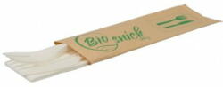Snick Bio Set 50 tacamuri biodegradabile bis (cutit+furculita+servetel) din CPLA ALB amb. Hartie