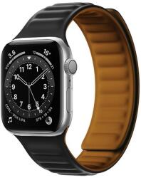 gigapack Apple Watch Series 9 45mm pótszíj (egyedi méret, szilikon, bőr hatású, 3d minta, mágneses zár) fekete (GP-142777)