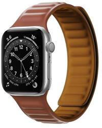 gigapack Apple Watch Series 9 45mm pótszíj (egyedi méret, szilikon, bőr hatású, 3d minta, mágneses zár) barna (GP-142771)