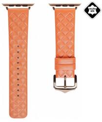 DUX DUCIS Apple Watch Series 9 41mm pótszíj (egyedi méret, valódi bőr, 3d rombusz minta) narancssárga (GP-142292)
