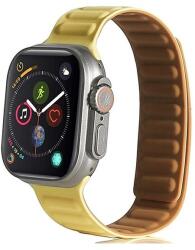 gigapack Apple Watch Series 9 41mm pótszíj (egyedi méret, szilikon, bőr hatású, 3d minta, mágneses zár) sárga (GP-142782)