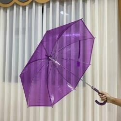  Egyedi színes, átlátszó huzatú hosszúnyelű félautomata esernyő / (PD-3440)