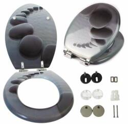 Pepita Scaun de toaletă Pepita MDF cu capac cu închidere lentă - Pebbles - gri (LY-W1)