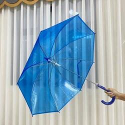  Egyedi színes, átlátszó huzatú hosszúnyelű félautomata esernyő / (PD-3439)