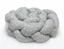  Prémium fonott fejvédő kiságyba 210cm - szürke szívecske