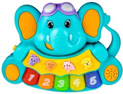 Orga cu baterii pentru bebelusi, 5 clape si 5 butoane sub forma de animalute, Elefant (NBN000855-28A)