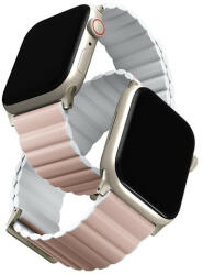 Uniq Revix Premium mágneses szilikon szíj Apple Watch 42/44/45/49mm, rózsaszín/fehér (UNIQ-45MM-REVPBPNKWHT) - redmobilshop
