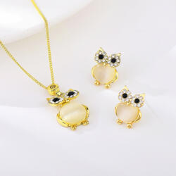  Arannyal bevont bagoly ékszerszett opál díszítéssel (0004. ) (SNH19120102050)