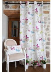 Stof Draperie Butterfly alba cu fluturi colorati