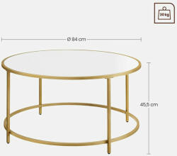 VASAGLE Dohányzóasztal - Vasagle Loft - Ø84 cm (arany) (LCT091A10)